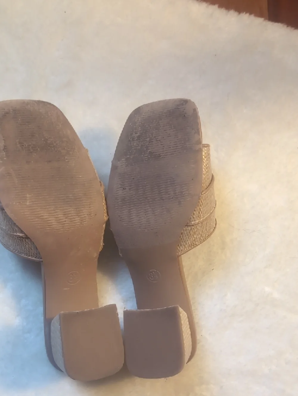 a new day Tan Jeweled Buckle Block Heel Slide Mules Size 8.5 - Picture 9 of 10